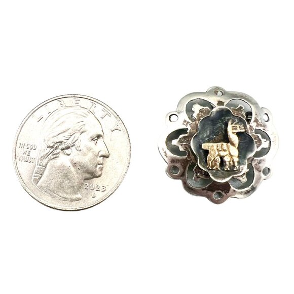 Vintage Peruvian Llama Sterling Silver and 18k Gold Pendant Brooch Pin Alpaca - Picture 7 of 8
